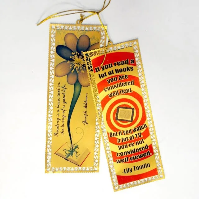 Printed bookmarks with quotes and names